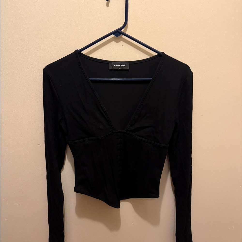 White Fox Boutique Black Long Sleeve Blouse
